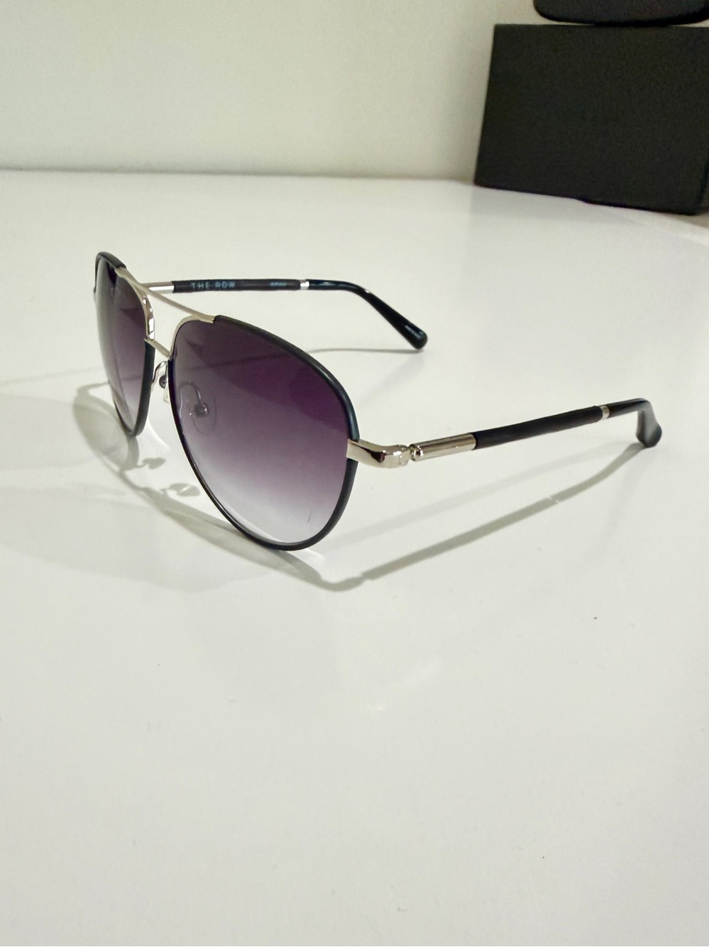 NWT The Row x Linda Farrow Leather Aviator Sunglasses Full Boutique Set - Picture 7 of 16